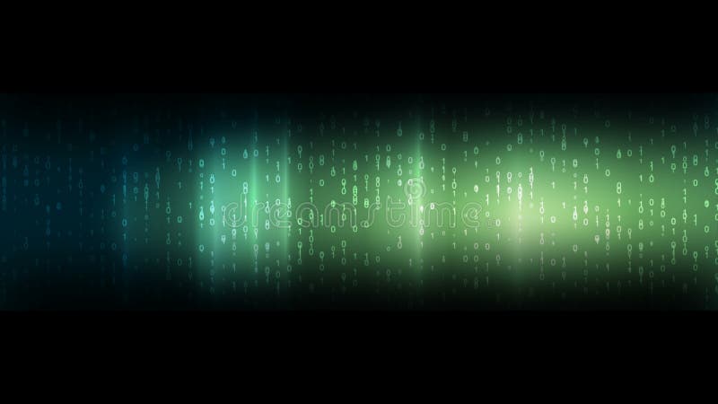 Glowing tech abstract motion background with binary code stock illustration