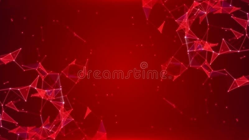Glowing triangles and particles on a red abstract background royalty free illustration
