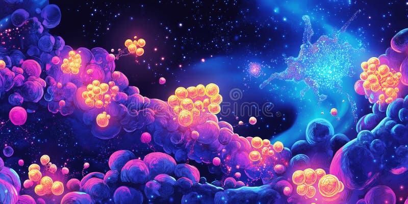 Glowing tRNA molecules delivering radiant amino acids for efficient protein synthesis inside living cells royalty free illustration