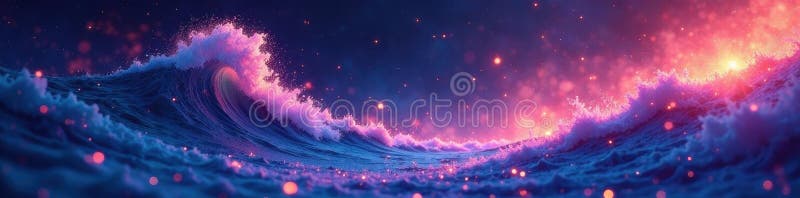 Glowing wave etheral gnists mystical energy surge nebula abstrakt stock illustrationer