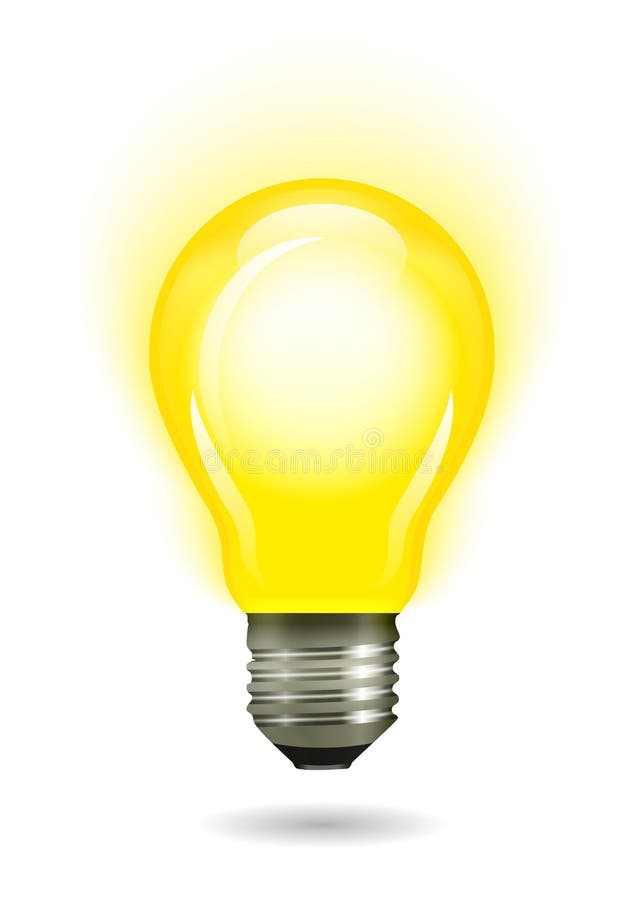 Glowing yellow light bulb as inspiration concept royalty free illustration