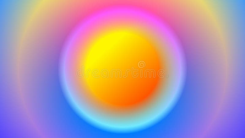 A glowing yellow orb with a rainbow gradient aura on a soft colorful background stock illustration