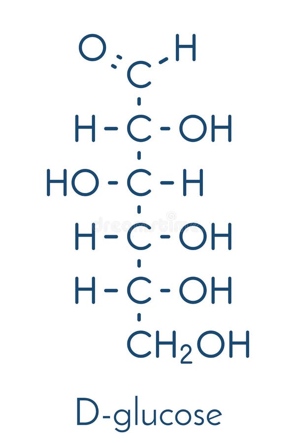 Glucose D-glucose, dextrose grape sugar molecule. Skeletal formula.