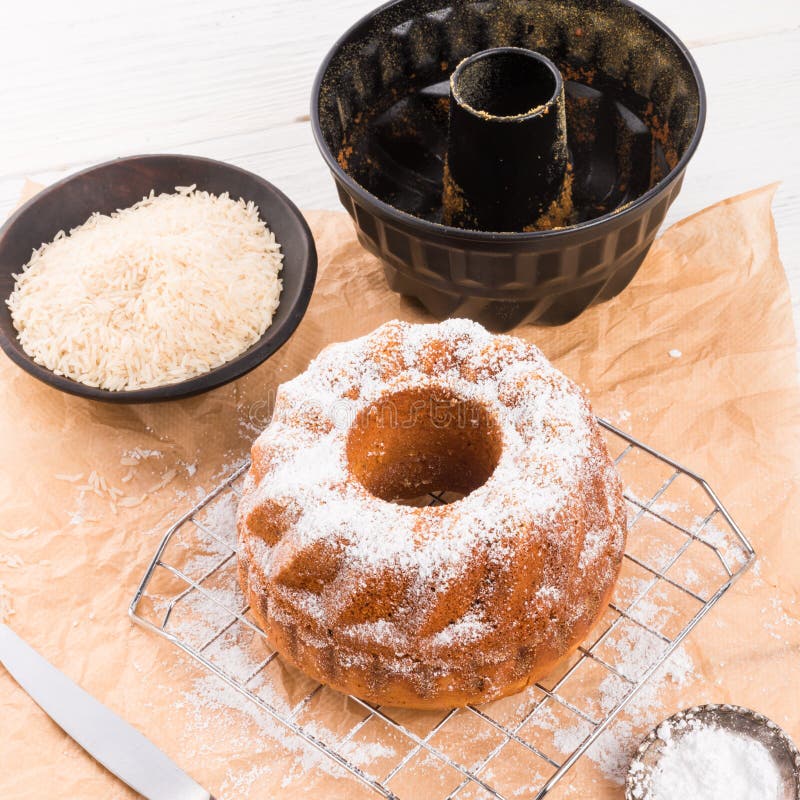 Glutenfree Cake with Rice Flour and Kaymak Stock Photo Image of