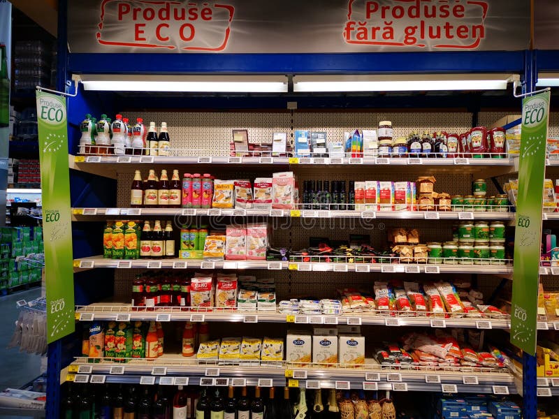 Gluten free eco products at the Selgros hypermarket