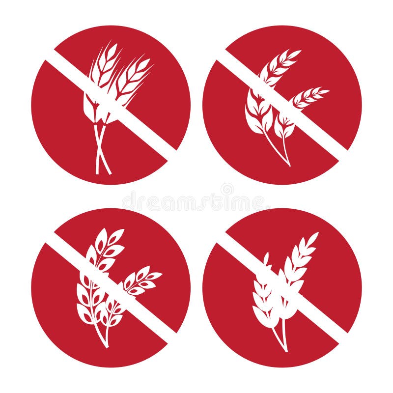 Gluten vrije die pictogrammen met tarwe en roggeoren worden geplaatst royalty-vrije illustratie Gluten vrije die pictogrammen met tarwe en roggeoren worden geplaatst royalty-vrije illustratie