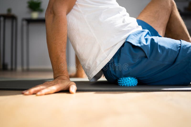 Glutes Trigger Point Massage Using Spiky Ball Stock Image Image of hips, rehab 235057045