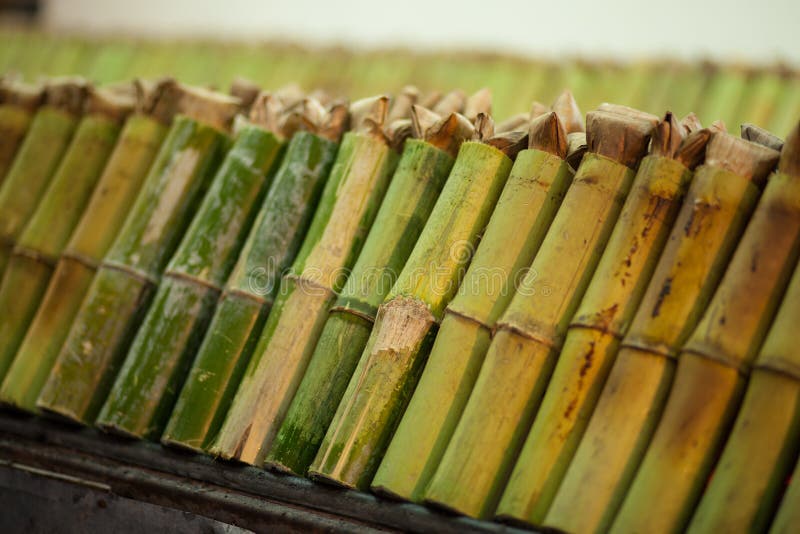 Glutinous rice roasted in bamboo joints