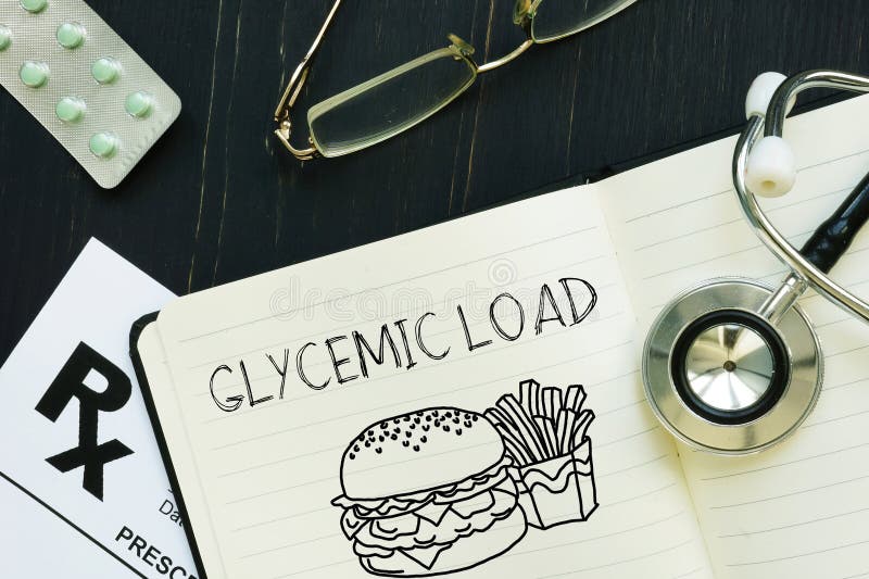 Glycemic Load is Shown Using the Text Stock Photo - Image of dessert