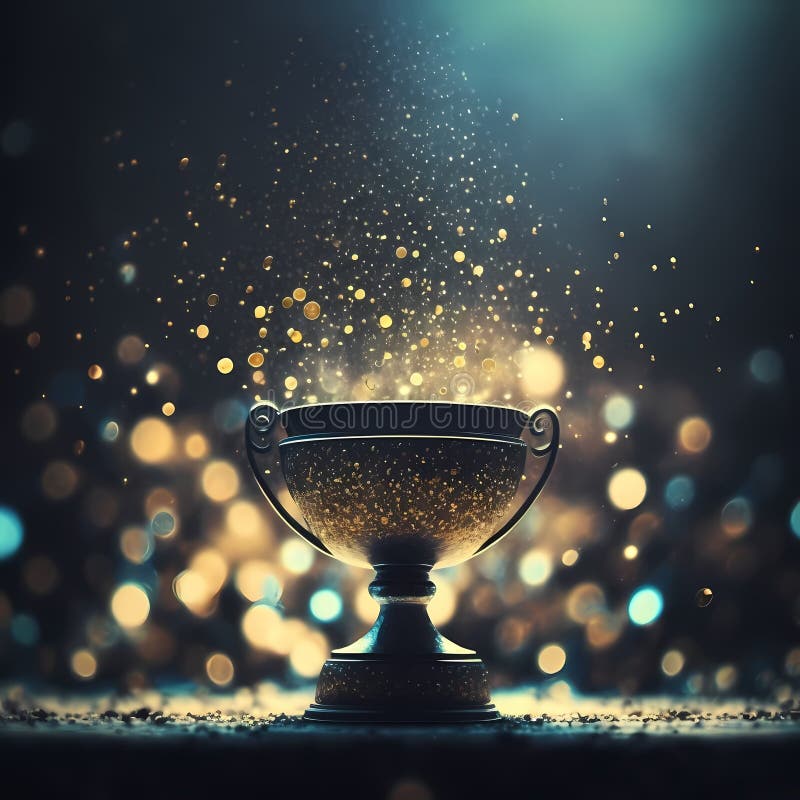 Glänzende Luxustrophie. generative Hilfe. Luxus-Trophäe in glänzender Atmosphäre.
