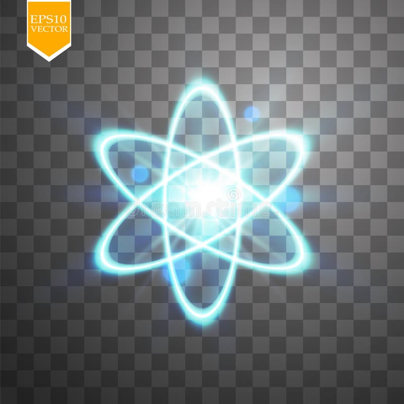 Glänzender Atomentwurf auf schwarzem transparentem Hintergrund Vektorillustration, vektor abbildung Glänzender Atomentwurf auf schwarzem transparentem Hintergrund Vektorillustration, vektor abbildung