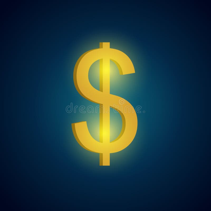 Glänzendes, glühendes goldenes Dollarzeichen vektor abbildung
