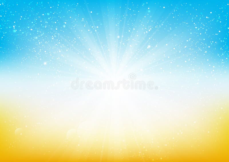 Glänzendes Licht auf blauem und orange Hintergrund lizenzfreie abbildung