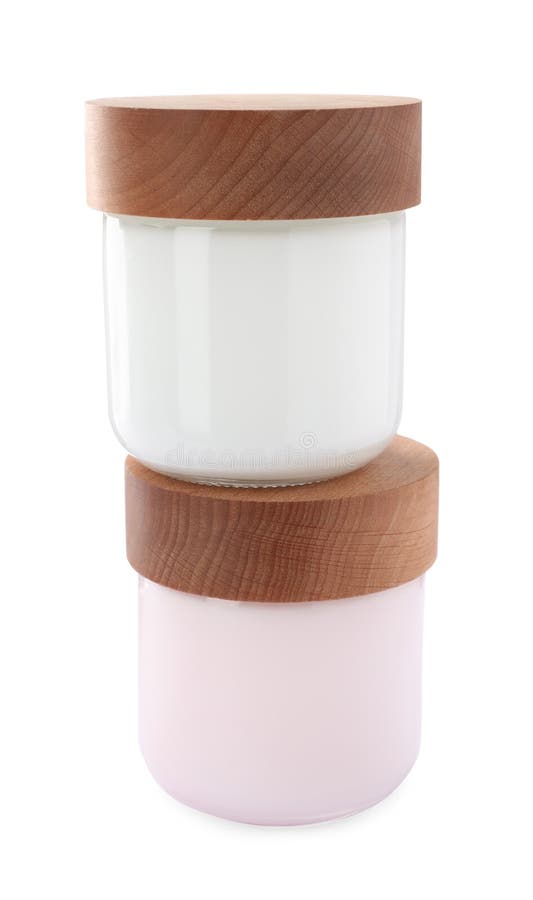 Gläser aus Gesichtscreme isoliert lizenzfreie stockfotos