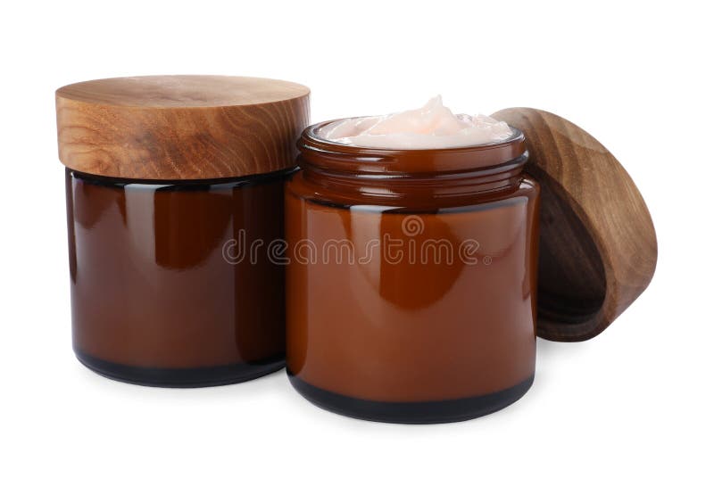 Gläser aus weißem Gesichtscreme lizenzfreie stockfotos