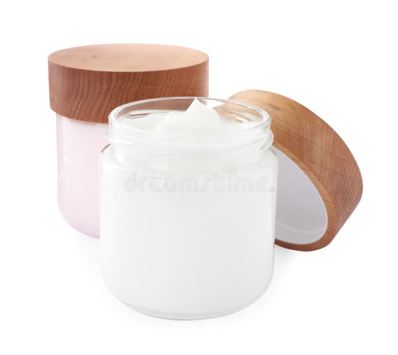 Gläser aus weißem Gesichtscreme stockbilder