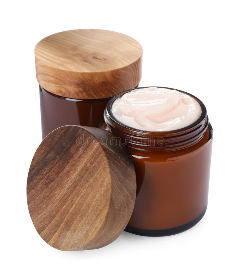 Gläser aus weißem Gesichtscreme lizenzfreie stockfotografie