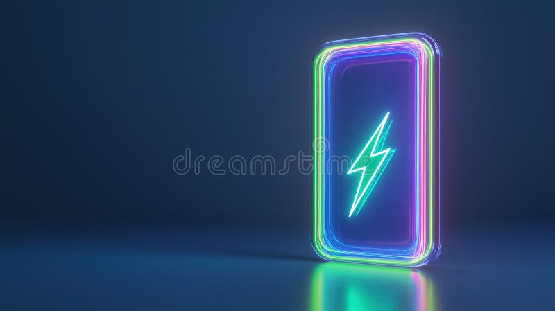 Glödande batteriikon med blixt i klara nyare färger vektor illustrationer