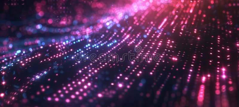 Glödande krypterade meddelanden i mörkt cyberspace som sänder säkra data i en digital miljö royaltyfri illustrationer