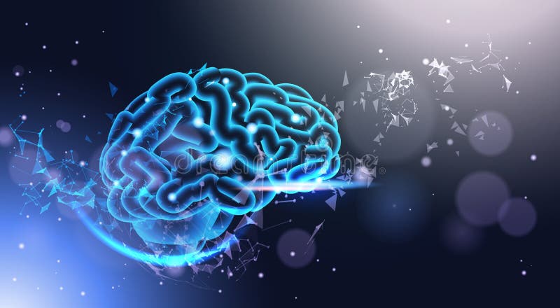 Glödande människa Brain On Poligonal Background With som skiner Bokeh ljus låg Poly stilvetenskap, medicin och teknologi vektor illustrationer Glödande människa Brain On Poligonal Background With som skiner Bokeh ljus låg Poly stilvetenskap, medicin och teknologi vektor illustrationer