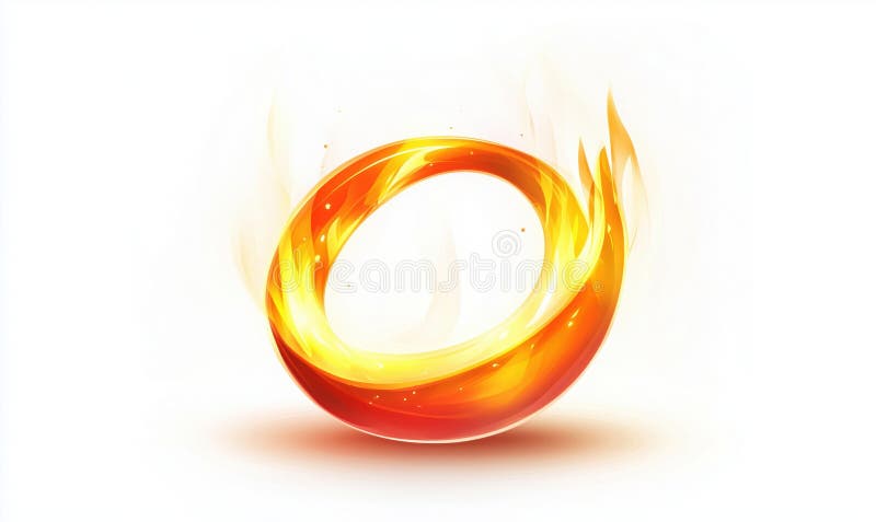 Glödande orange ring med flammor och gnistor på vit bakgrund för dynamisk design royaltyfria bilder