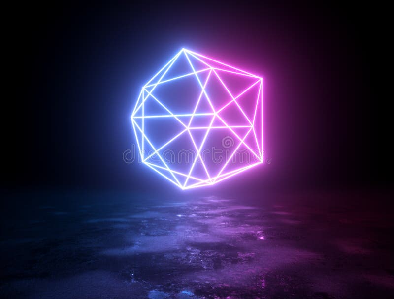 Glödande vibrerande neon 3D formade linjer bakgrund vektor illustrationer