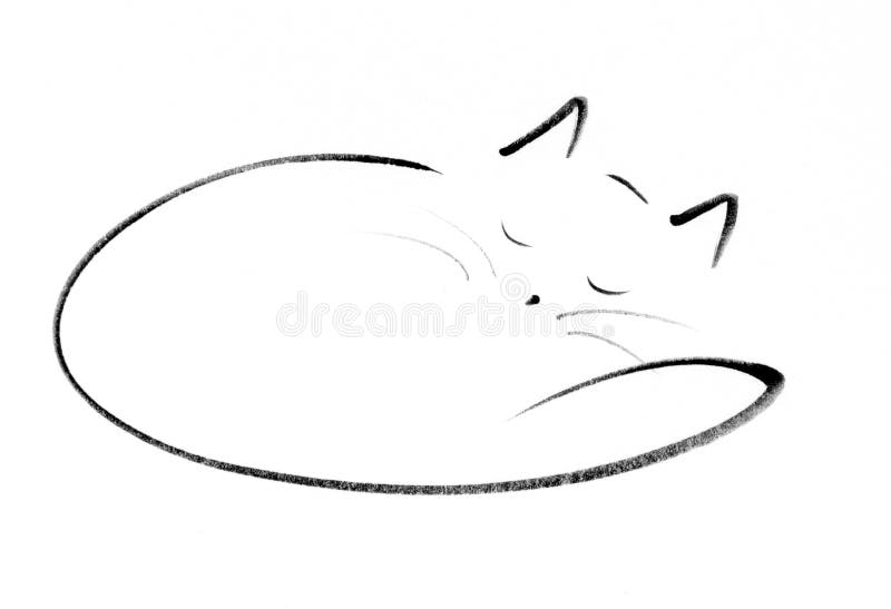 A simple line drawing of a sleeping cat. A simple line drawing of a sleeping cat.