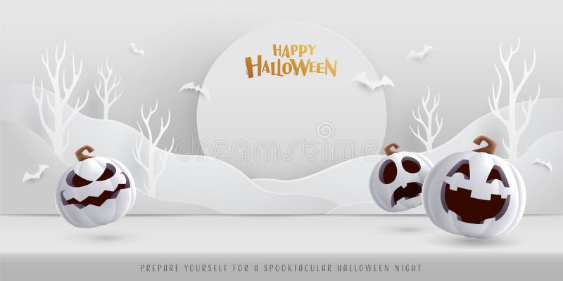 Glücklich. halbwinterlich minimalistisch weißes Thema Grafik-Cloud-Szene mit einer Gruppe von 3D-Illustration weiß modernen Kürbis lizenzfreie abbildung