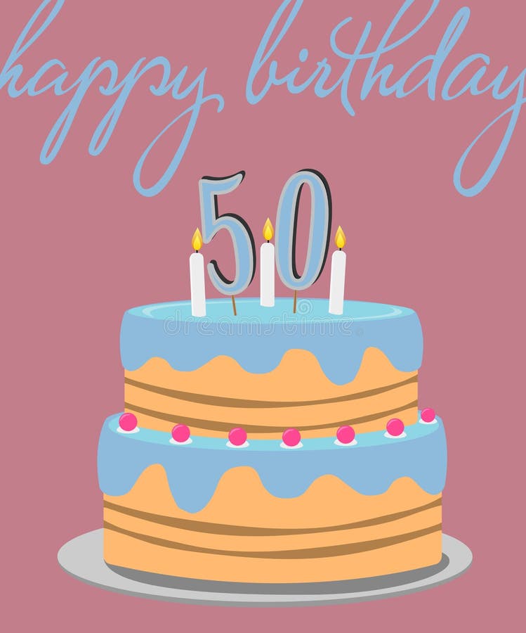 Glückliche 50. Geburtstagsgrußkarte mit Geburtstagskuchenillustration vektor abbildung Glückliche 50. Geburtstagsgrußkarte mit Geburtstagskuchenillustration vektor abbildung