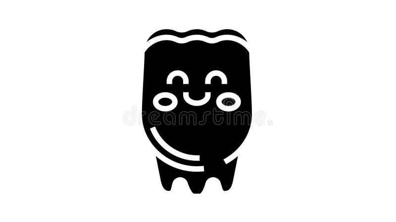 Glückliche Zahn Glyph-Ikonenanimation stock abbildung