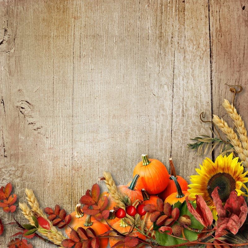 A bouquet of autumn leaves and berries on a vintage wooden background with a place for photos and congratulations on Thanksgiving Day. A bouquet of autumn leaves and berries on a vintage wooden background with a place for photos and congratulations on Thanksgiving Day
