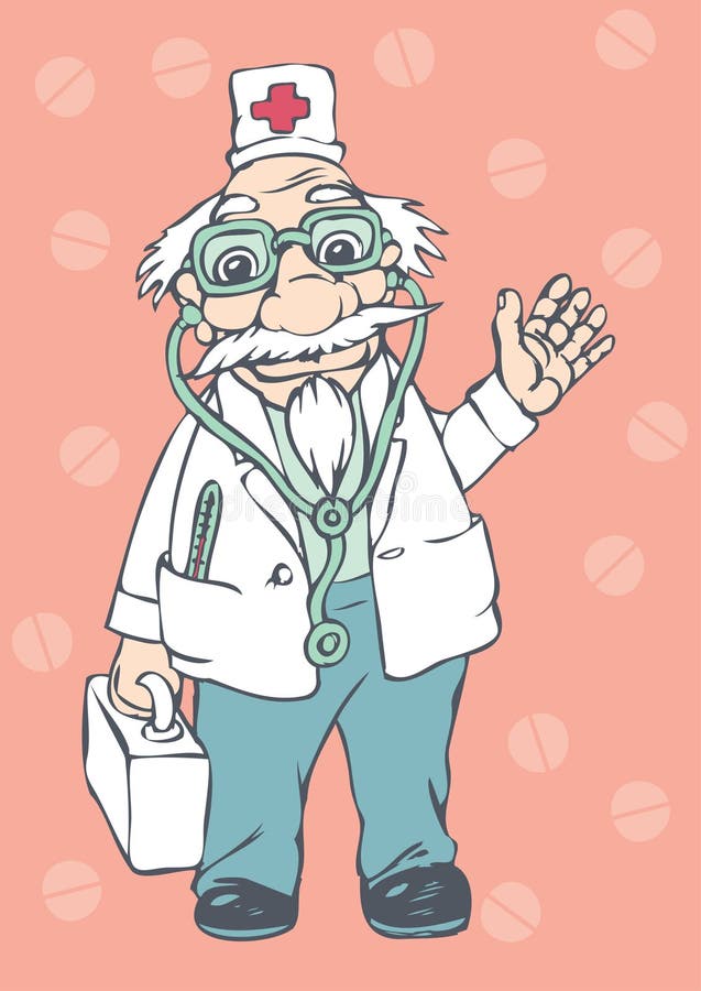 Happy waving doctor, illustrarion. Happy waving doctor, illustrarion