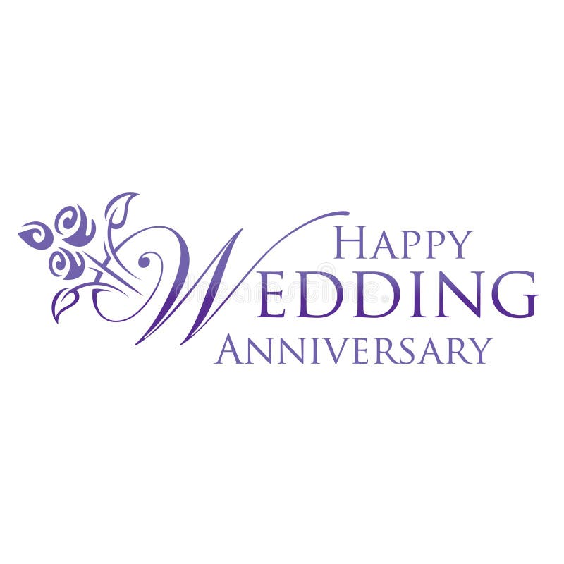 Wedding Anniversary Greeting in Purple and Logo Iconic style. Wedding Anniversary Greeting in Purple and Logo Iconic style