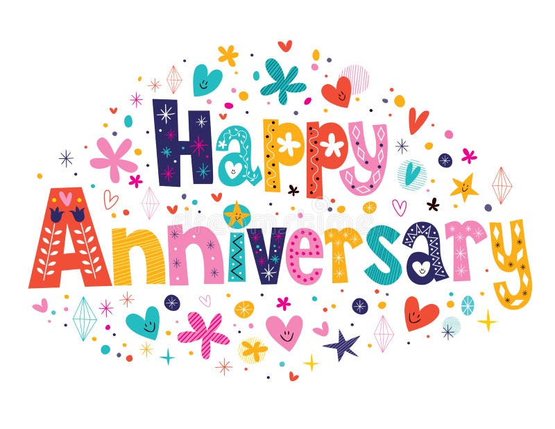 Happy Anniversary decorative text lettering. Happy Anniversary decorative text lettering