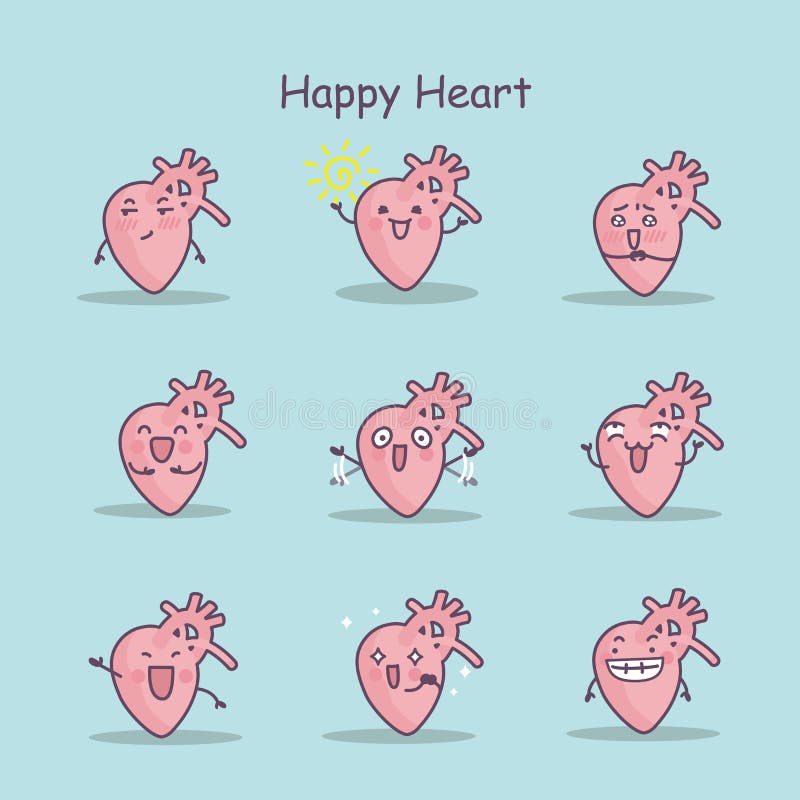 Happy cartoon heart set, great for your design. Happy cartoon heart set, great for your design