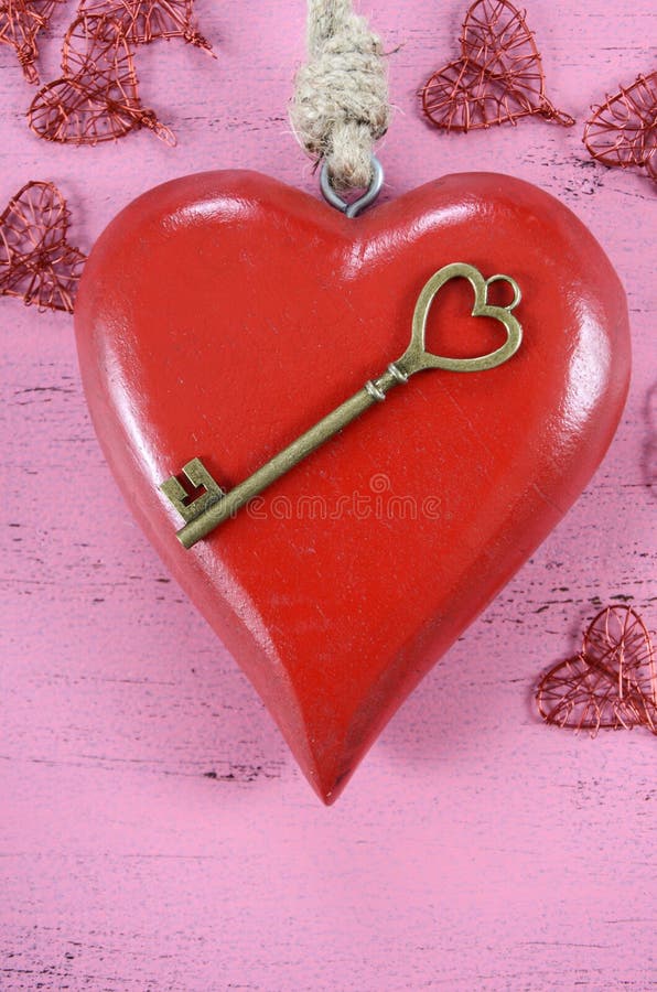 Glücklicher Valentinsgruß-Tagesschlüssel zu meinem Herzkonzept lizenzfreies stockbild