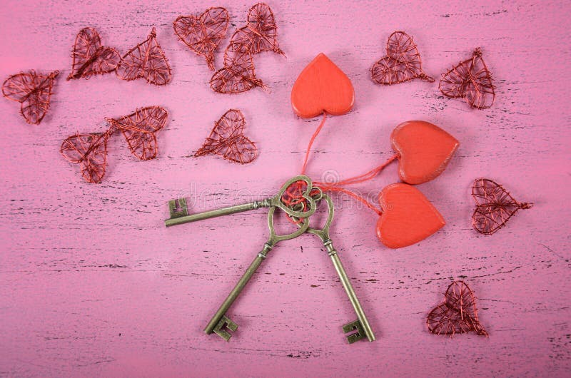 Glücklicher Valentinsgruß-Tagesschlüssel zu meinem Herzkonzept stockfotografie