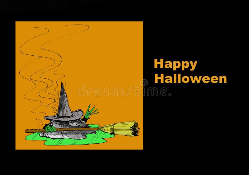 Halloween illustration showing a melting witch and the words, 'Happy Halloween'. Halloween illustration showing a melting witch and the words, 'Happy Halloween'.