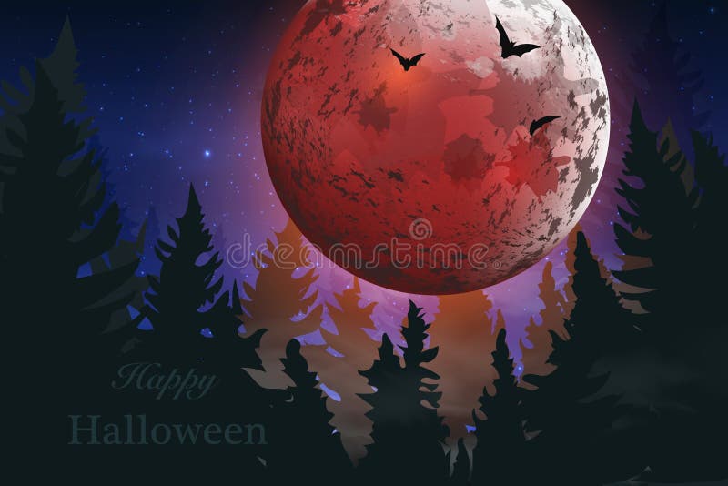 Glückliches Halloween buh Gespenstische Karte für Halloween Nachthintergrund mit Vollmond, Finanzanzeigen, Schläger stock abbildung Glückliches Halloween buh Gespenstische Karte für Halloween Nachthintergrund mit Vollmond, Finanzanzeigen, Schläger stock abbildung