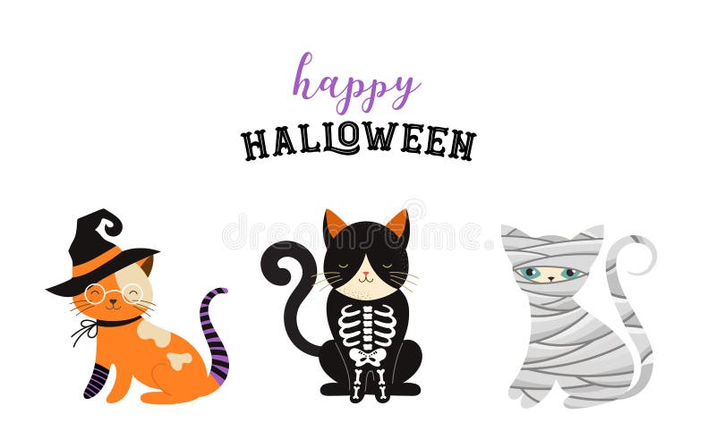 Halloween Cats Costume Party. Illustration and vector elements of group of cats in halloween costumes. Halloween Cats Costume Party. Illustration and vector elements of group of cats in halloween costumes