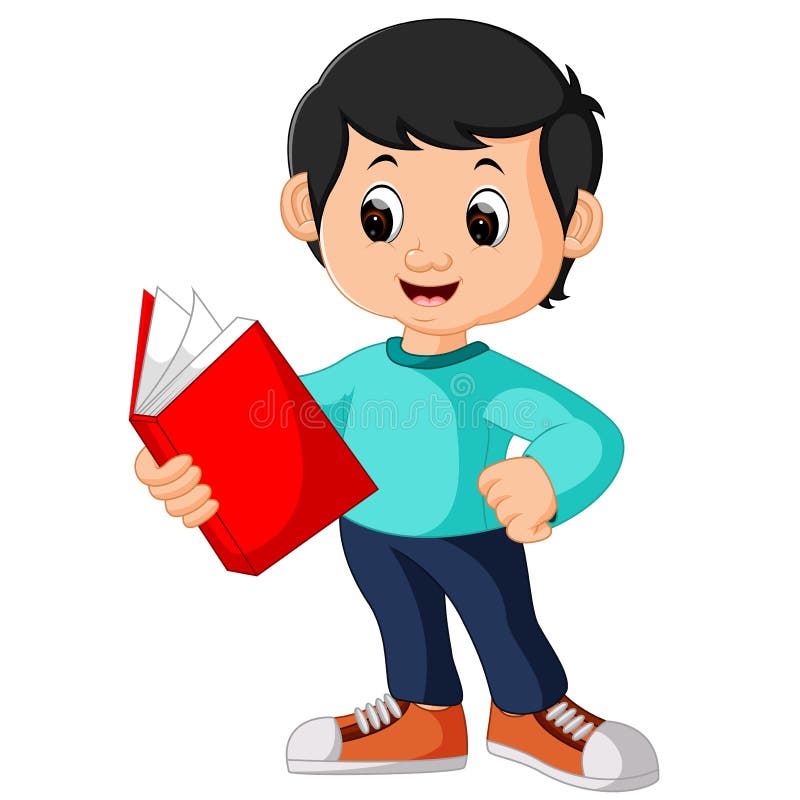 Glückliches Jungenlesebuch allein stock abbildung Glückliches Jungenlesebuch allein stock abbildung