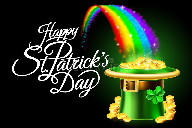Glückliches Kobold-Hut-Regenbogen-Zeichen St. Patricks Tages stock abbildung
