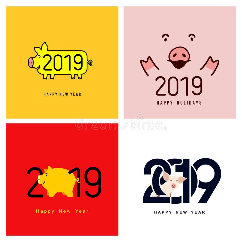 Glückliches neues Jahr Satz des netten lustigen Schweins Chinesisches Symbol von dem 2019-jährigen Ausgezeichneter festlicher Gut stock abbildung Glückliches neues Jahr Satz des netten lustigen Schweins Chinesisches Symbol von dem 2019-jährigen Ausgezeichneter festlicher Gut stock abbildung