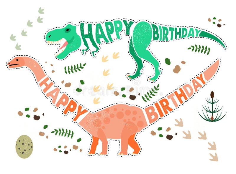 Dinosaurier Geburtstag Mit Stock Illustrationen, Vektoren, & Kliparts