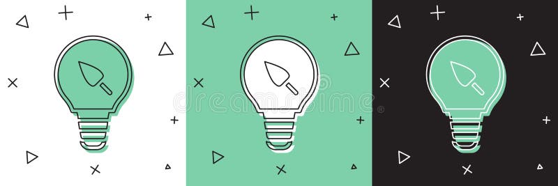 Glühbirne mit Blattsymbol auf weißem und grünem schwarzem Hintergrund einstellen. Ökoenergiekonzept. alternative Energie vektor abbildung