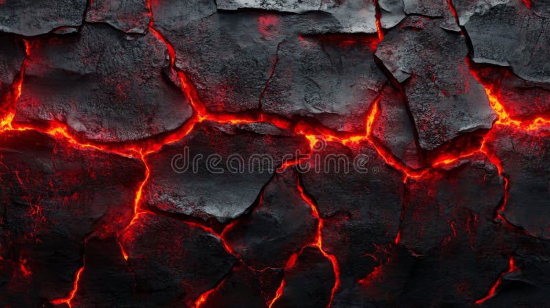 Glühende Lava Cracks Dunkle vulkanische Felsfläche vektor abbildung
