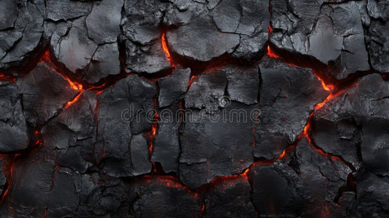 Glühende Lava Cracks Dunkle vulkanische Felsfläche lizenzfreie abbildung