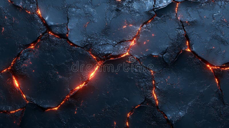Glühende Lava Cracks Dunkle vulkanische Gesteinsstruktur lizenzfreie abbildung