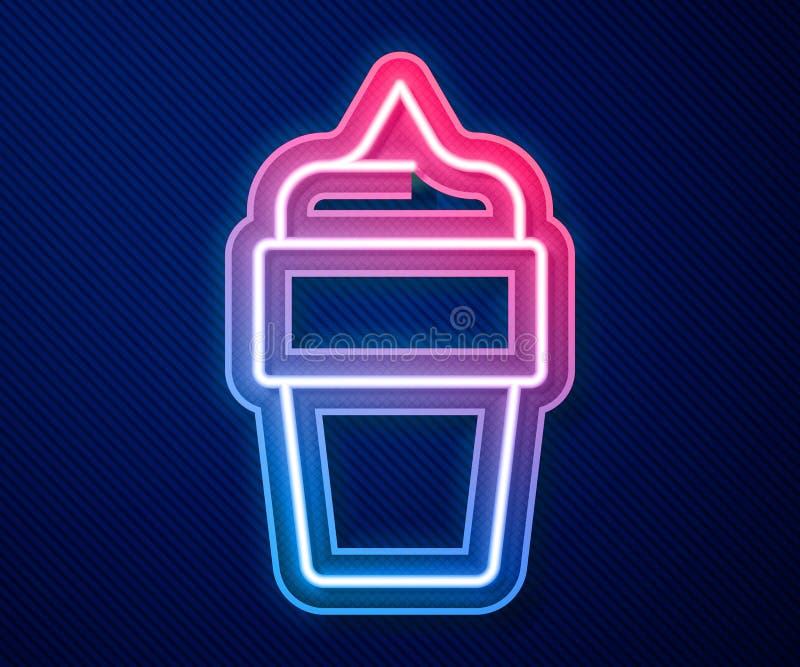 Glühende Neon-Linie Eis in Waffel-Kegel-Symbol auf blauem Hintergrund isoliert. süßes Symbol. Vektor lizenzfreie abbildung