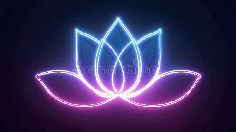 Glühende Neon Lotus Blume im dunklen Hintergrund vektor abbildung